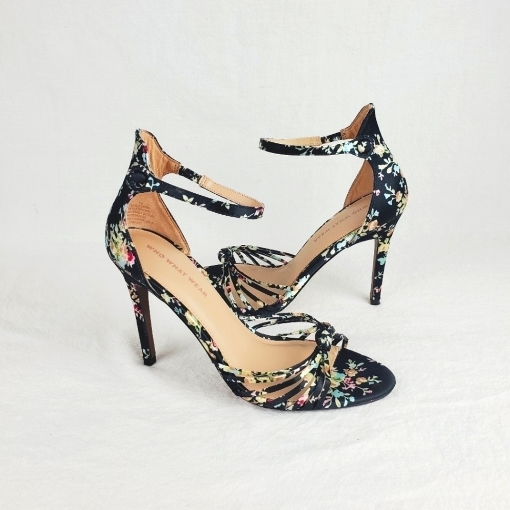 Who What Wear black floral heel Sandals